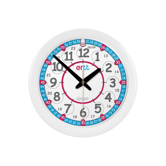 EasyRead 29cm Wall Clocks 12/24 Hour (Red & Blue Face)