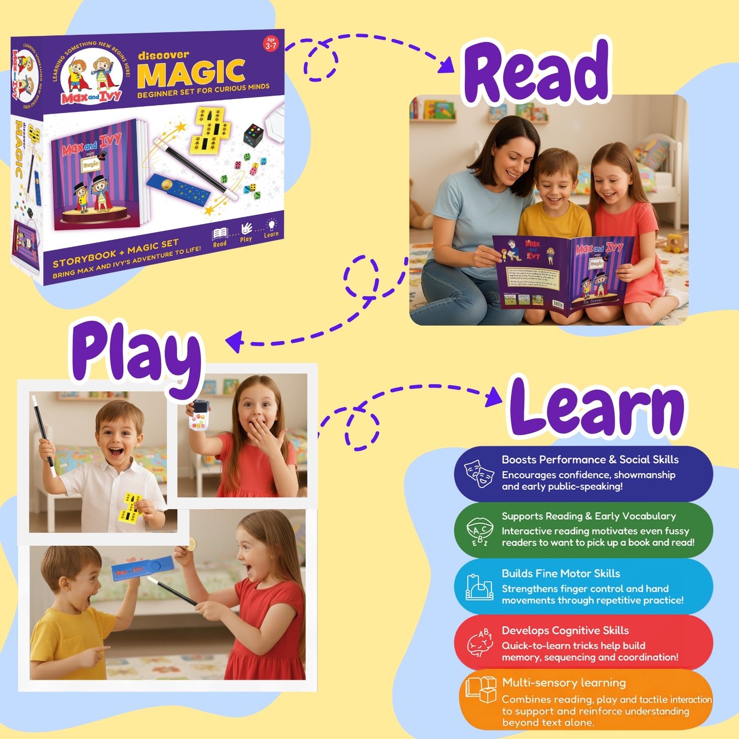 Max and Ivy Discover Magic – Read, Play, Learn Story and Magic Set