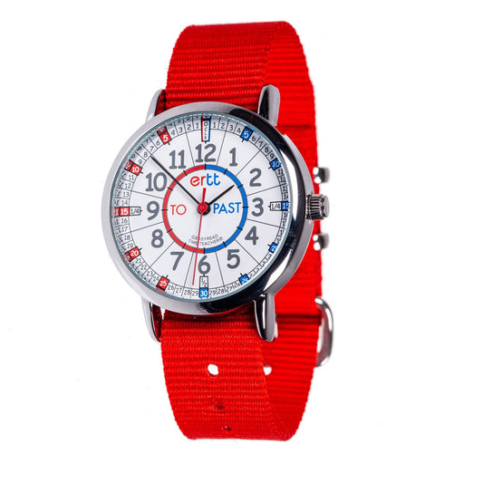 EasyRead Watch  Standard Past & To - Red Strap (Red & Blue Face)