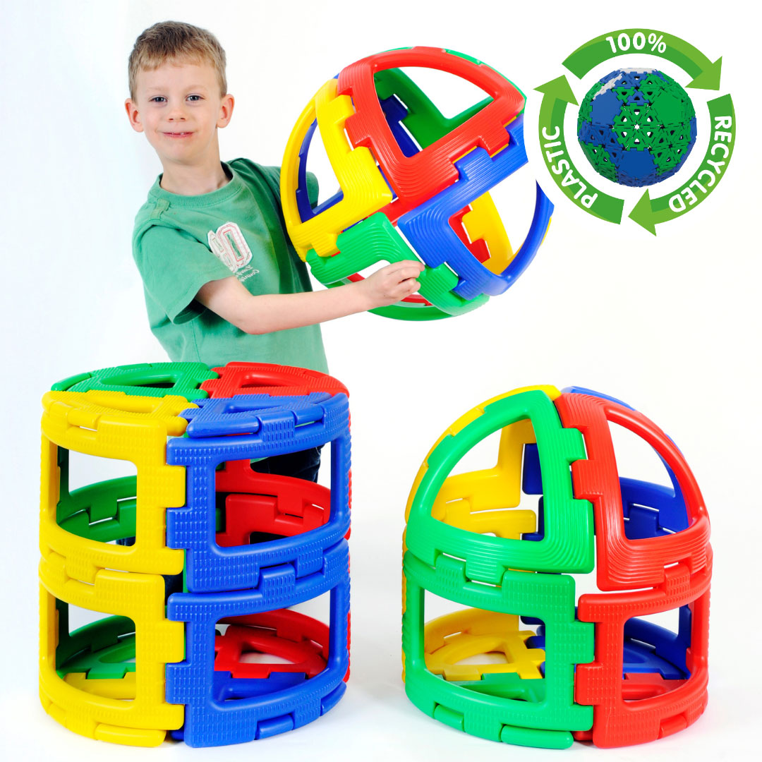 Giant Polydron Sphera Set Recycled Plastic -- Curved 3D Construction Set