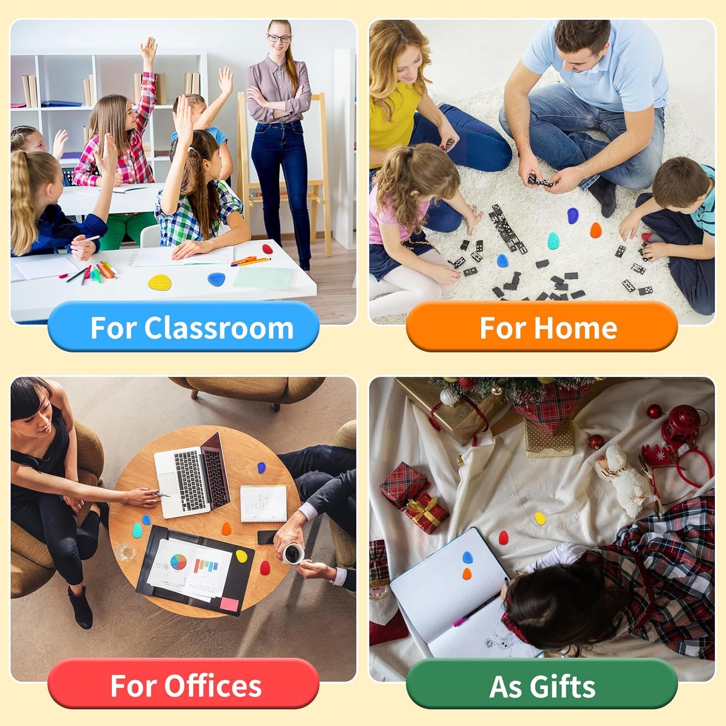 6‑Pack Silicone Textured Fidget Toys – Quiet, Classroom‑Safe Sensory Stress Relievers