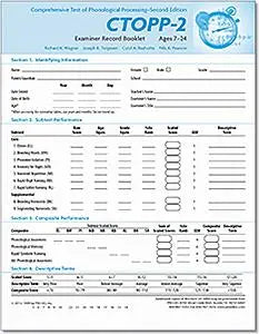 CTOPP-2: Examiner record Form for Ages 7-24 | The Dyslexia Shop