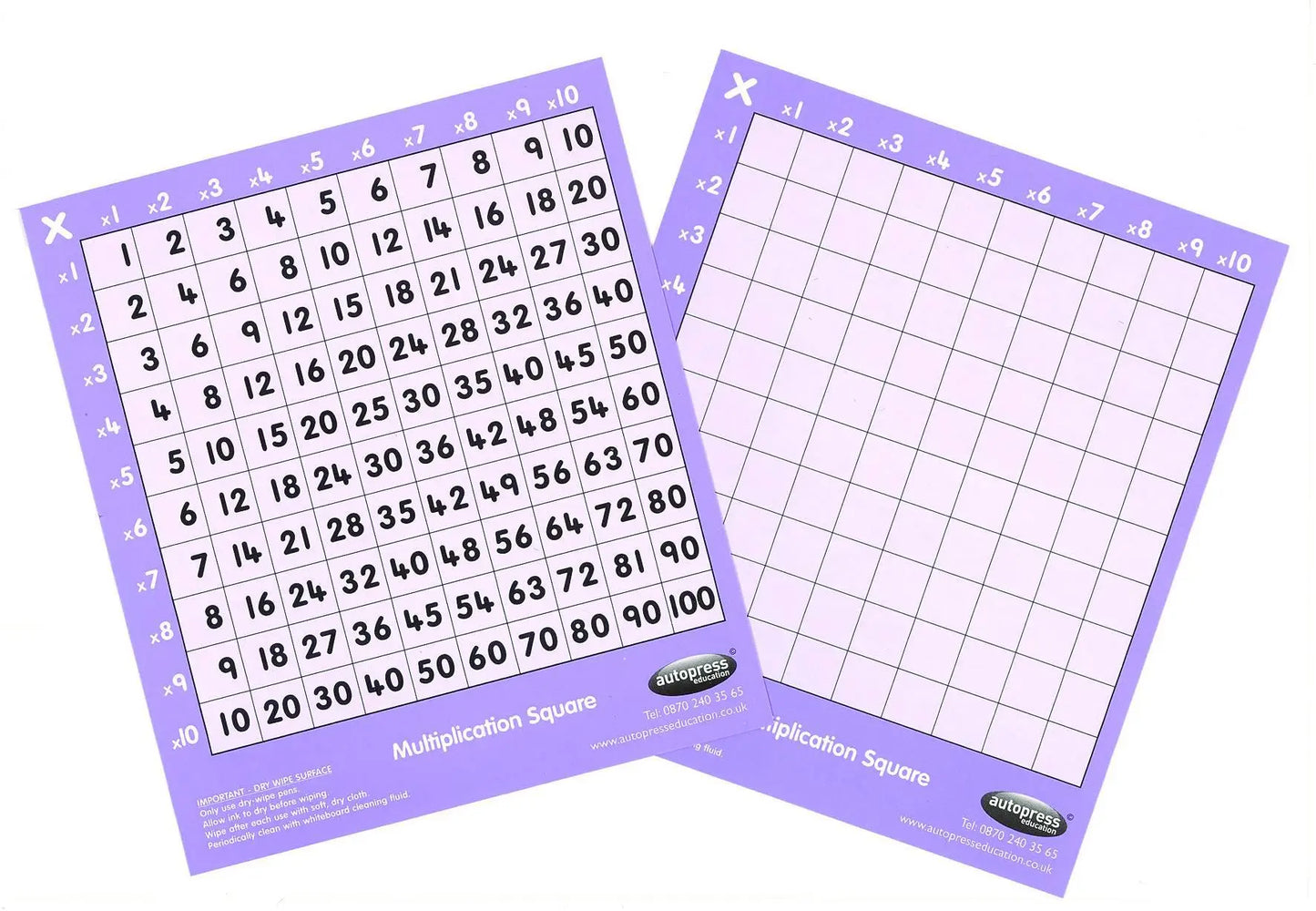 Child’s 10×10 Multiplication Square – Small | The Dyslexia Shop