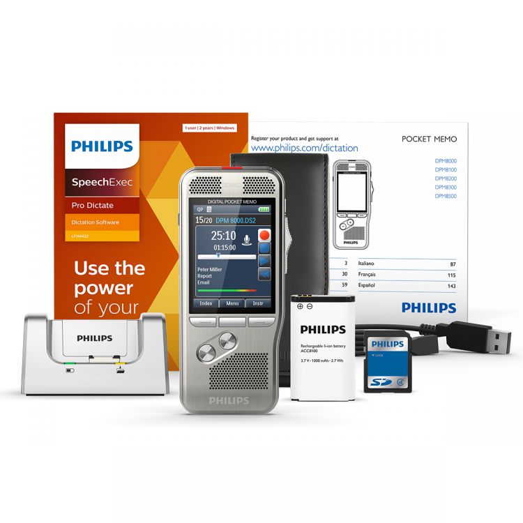 Philips DPM8000 PocketMemo Dictation Recorder with SpeechExec Pro Dictate 11