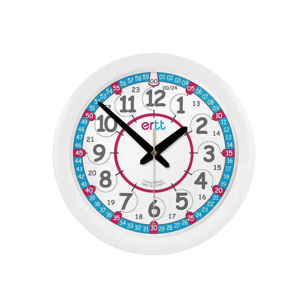 EasyRead 29cm Wall Clocks 12/24 Hour (Red & Blue Face) | The Dyslexia Shop