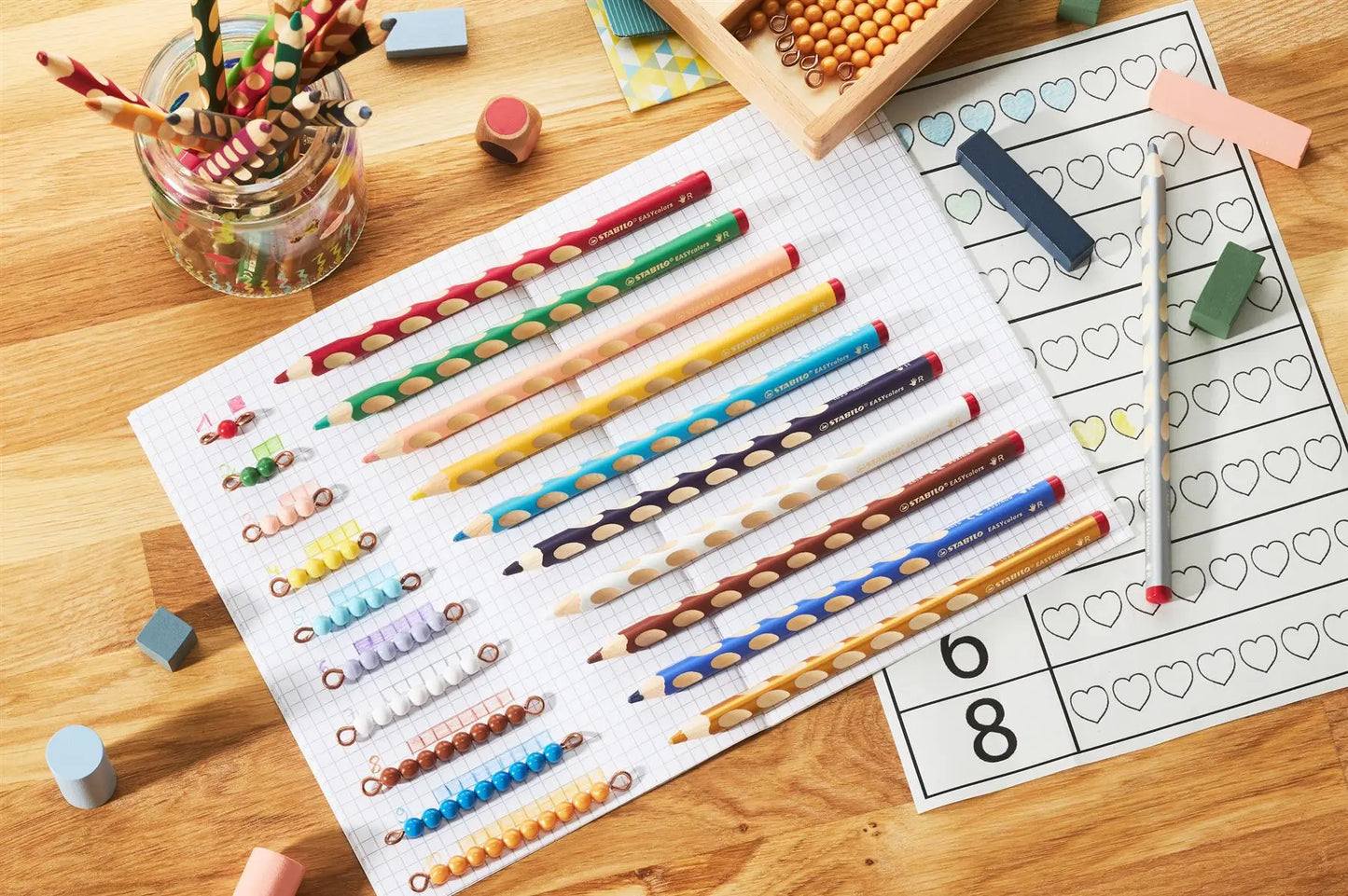 Ergonomic Colouring Pencil - STABILO EASYcolors - Left-Handed - Pack of 24 - Assorted Colours with Sharpener | The Dyslexia Shop