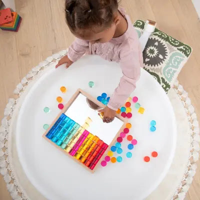 Gem Circle Mirror Tray – 100-Piece Sensory & Maths Learning Set | The Dyslexia Shop