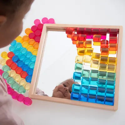 Gem Circle Mirror Tray – 100-Piece Sensory & Maths Learning Set | The Dyslexia Shop