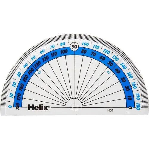 Helix 180° Clear Protractor in Wallet – 10cm | The Dyslexia Shop