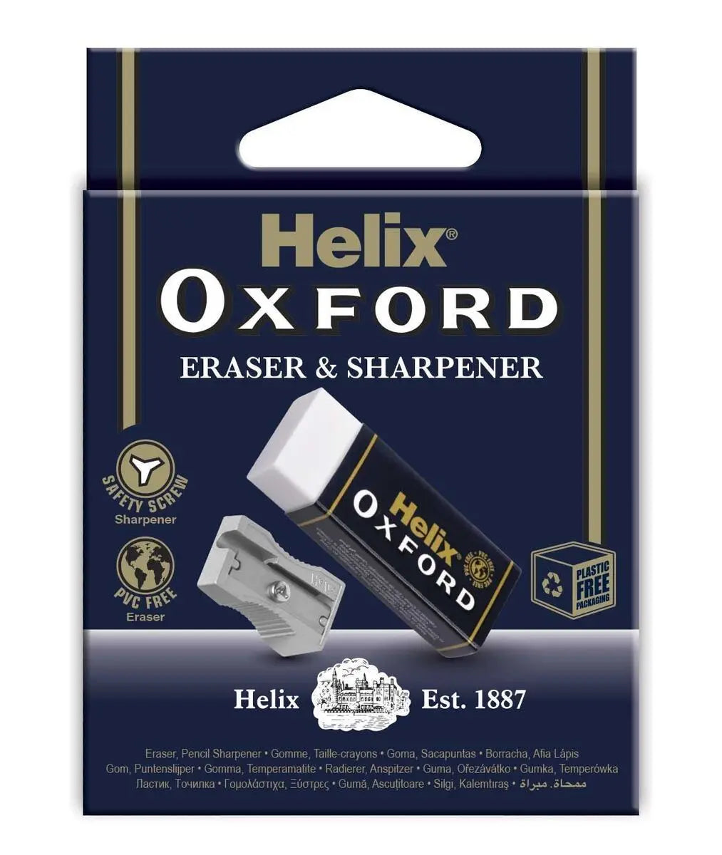 Helix Oxford Eraser & Sharpener Set – Large Eraser with Single-Hole Sharpener | The Dyslexia Shop