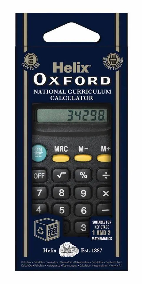 Helix Oxford National Curriculum Calculator – 8-Digit Display, Dual Power | The Dyslexia Shop