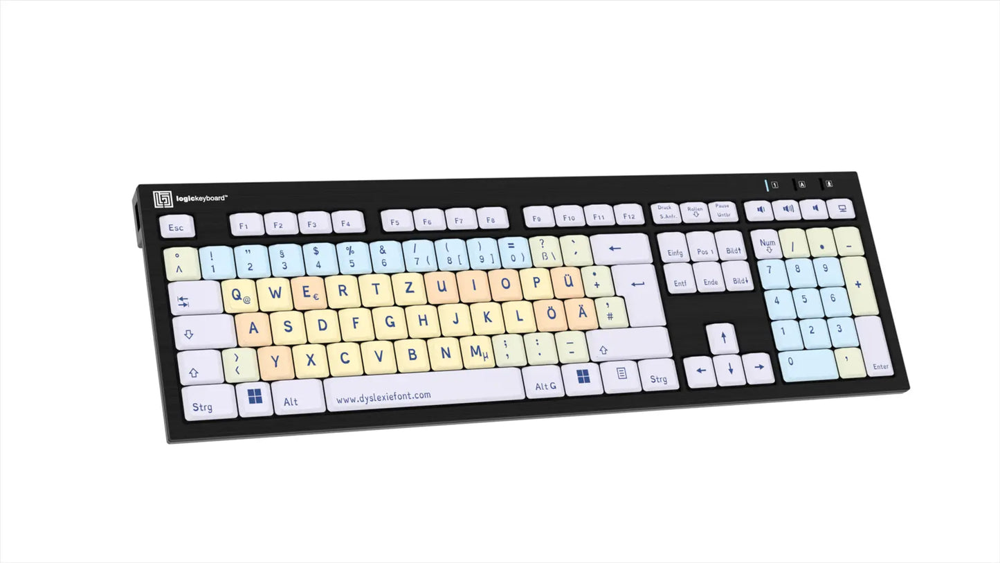 Logickeyboard Dyslexie keyboard NERO PC UK | The Dyslexia Shop