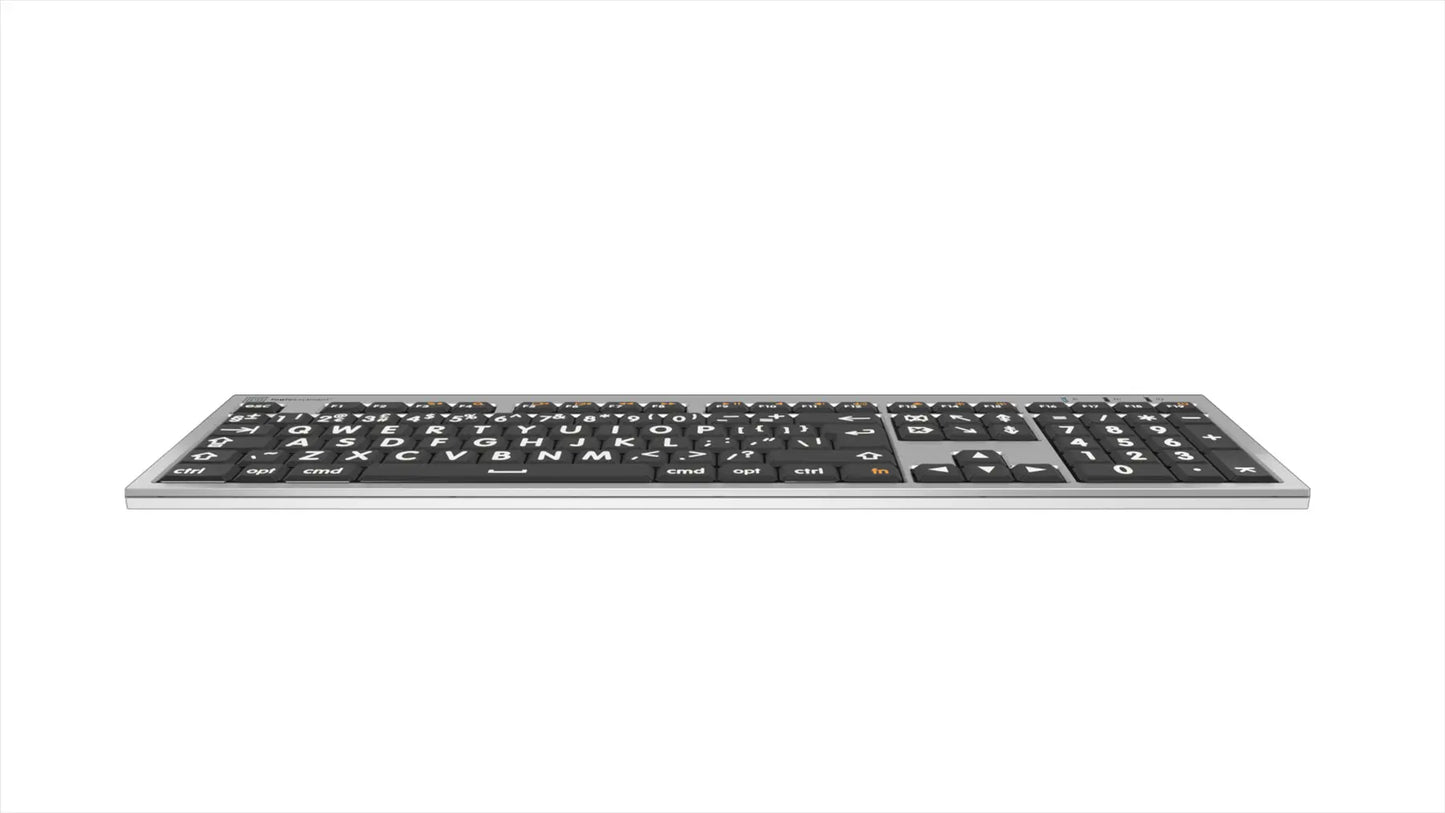 Logickeyboard Large Print ALBA MAC White on Black UK Keyboard | The Dyslexia Shop