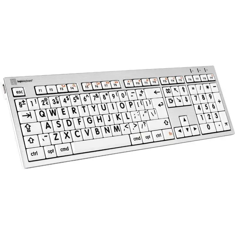 Logickeyboard XL Print - Black on White Mac Alba - LKB-LPRNTBW-CWMU-UK | The Dyslexia Shop