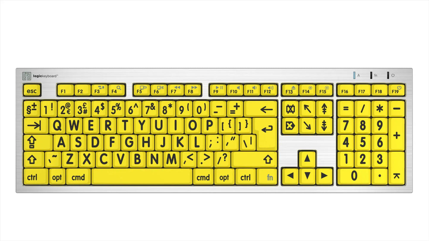 Logickeyboard XLPrint Black on Yellow ALBA MAC UK Keyboard | The Dyslexia Shop