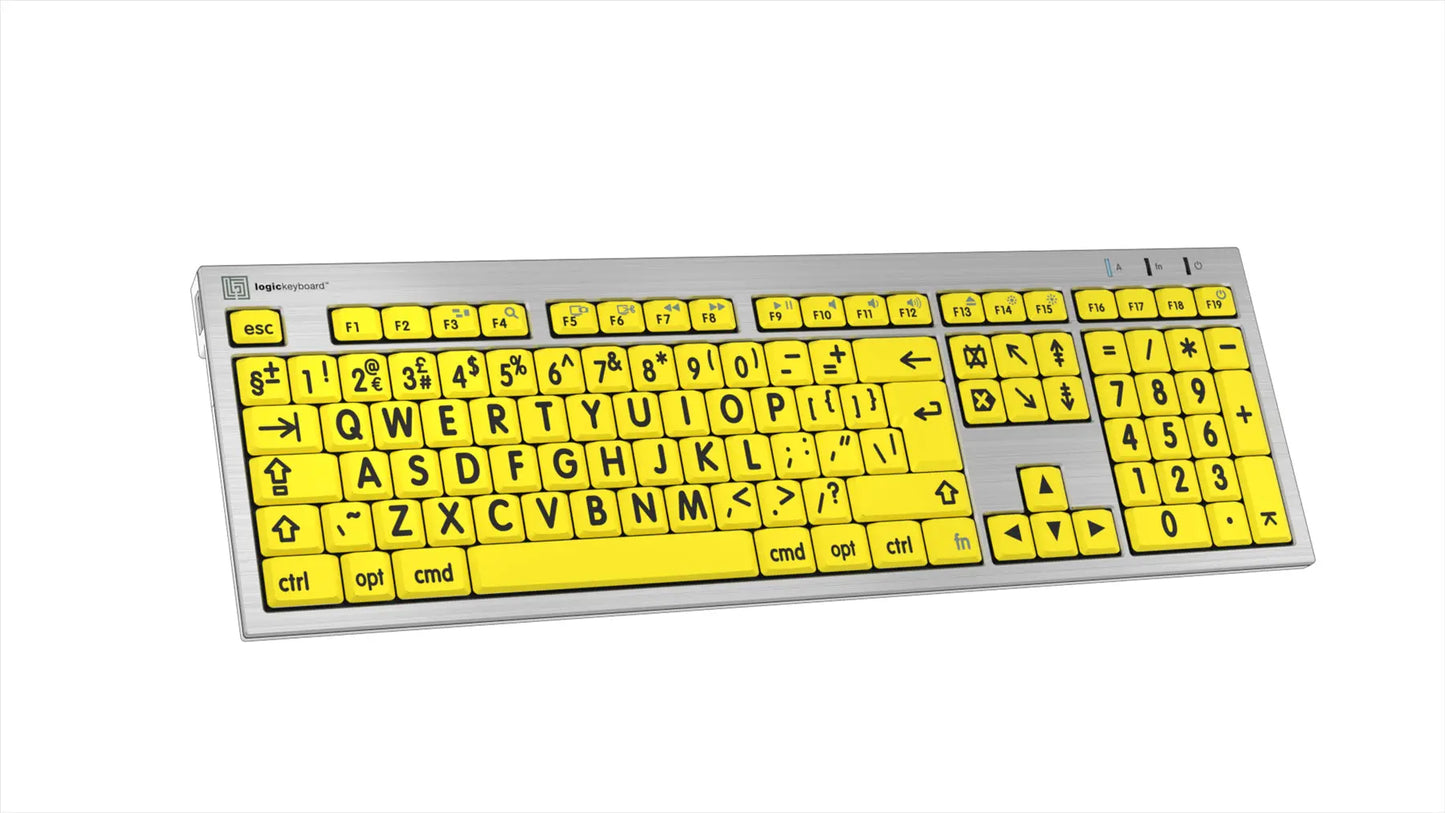Logickeyboard XLPrint Black on Yellow ALBA MAC UK Keyboard | The Dyslexia Shop