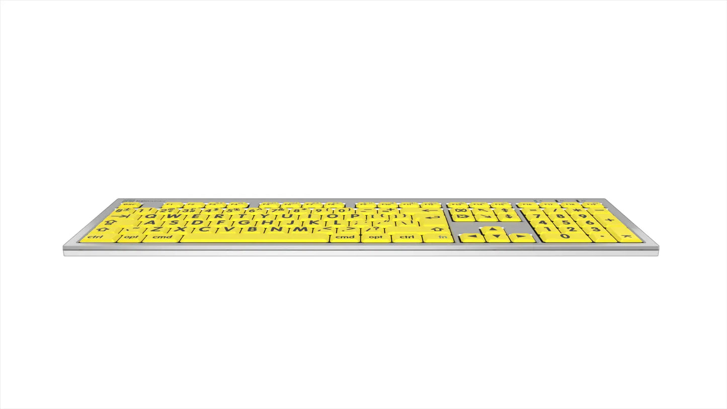 Logickeyboard XLPrint Black on Yellow ALBA MAC UK Keyboard | The Dyslexia Shop