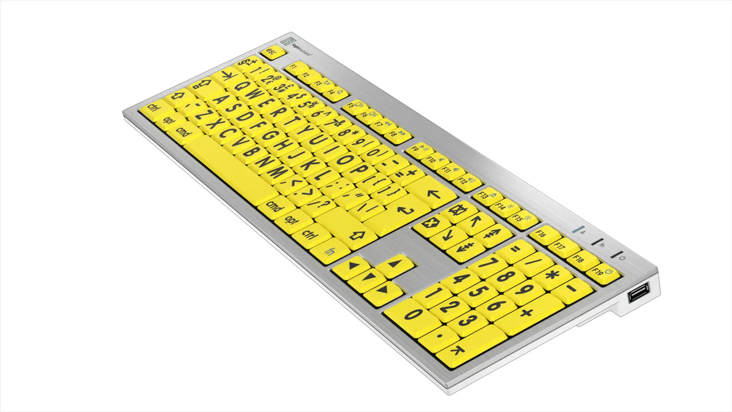 Logickeyboard XLPrint Black on Yellow ALBA MAC UK Keyboard | The Dyslexia Shop