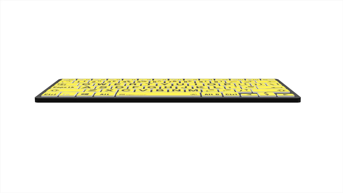 Logickeyboard XLPrint Bluetooth Black on Yellow MAC UK Keyboard | The Dyslexia Shop