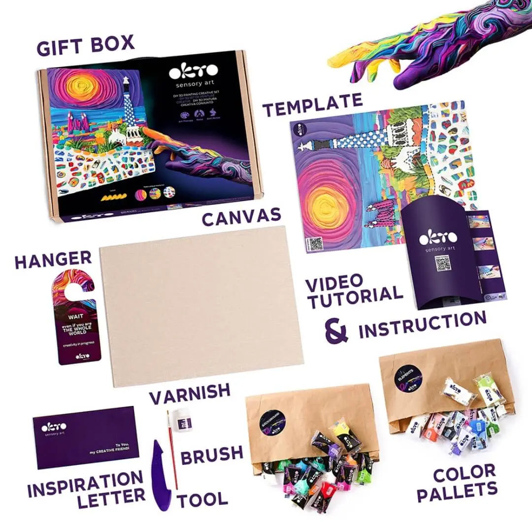 OKTO Air Dry Clay 3D Sensory Art Canvas – Travel Edition | The Dyslexia Shop