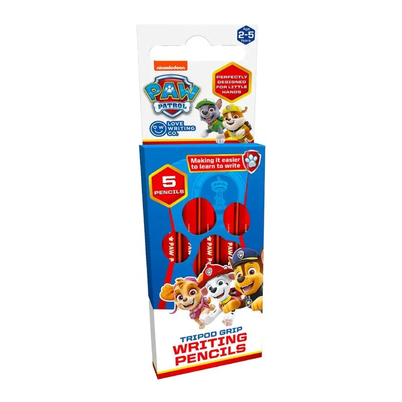 PAW PATROL Tripod Grip Writing Pencils 5 Pack: Ages 2-5 | The Dyslexia Shop