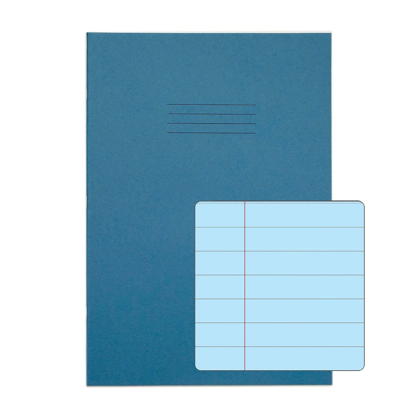 RHINO A4 Tinted Exercise Book Blue Paper - 12mm Lined + Margin | 48pg/10pk | The Dyslexia Shop