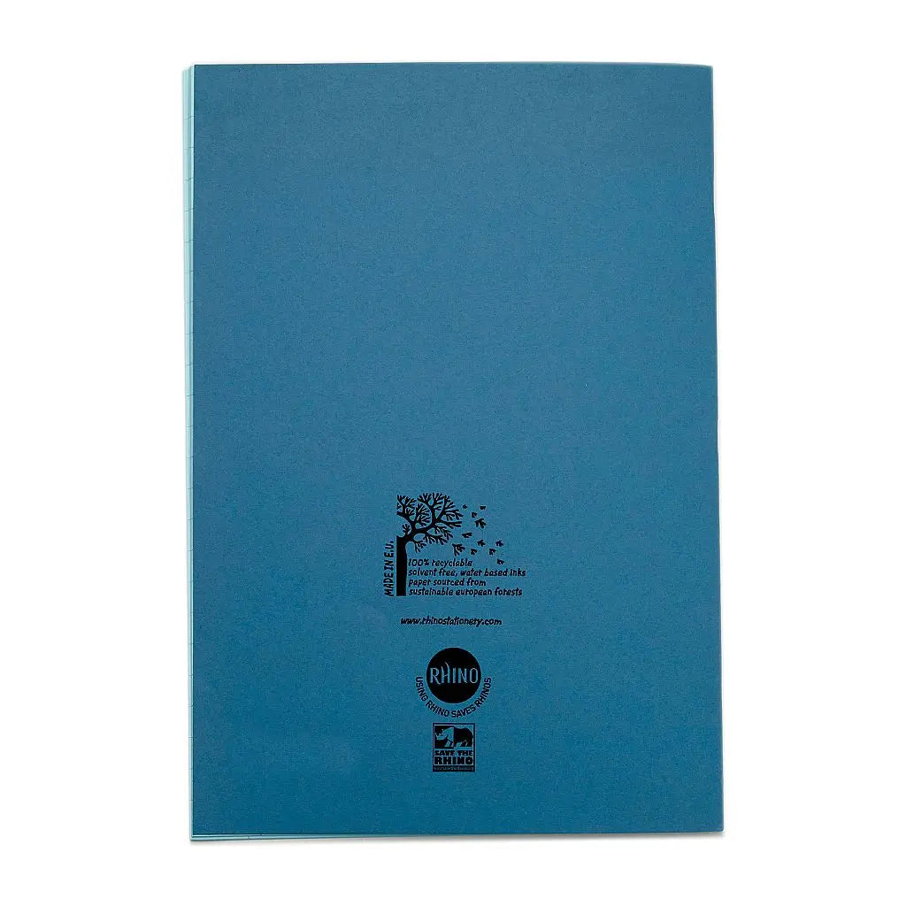 RHINO A4 Tinted Exercise Book Blue Paper - 12mm Lined + Margin | 48pg/10pk | The Dyslexia Shop