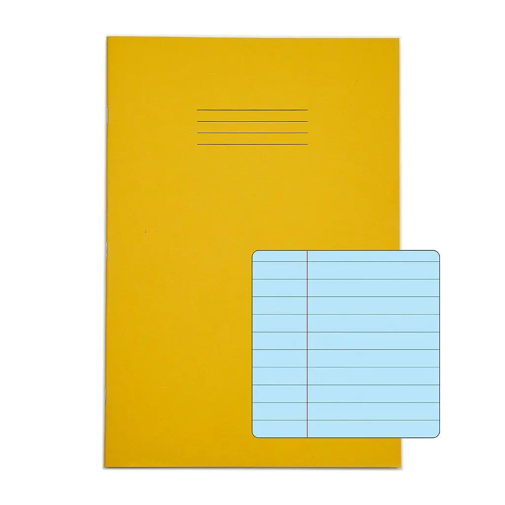 RHINO A4 Tinted Exercise Book Blue Paper - 8mm Lined + Margin | 48pg/10pk | The Dyslexia Shop