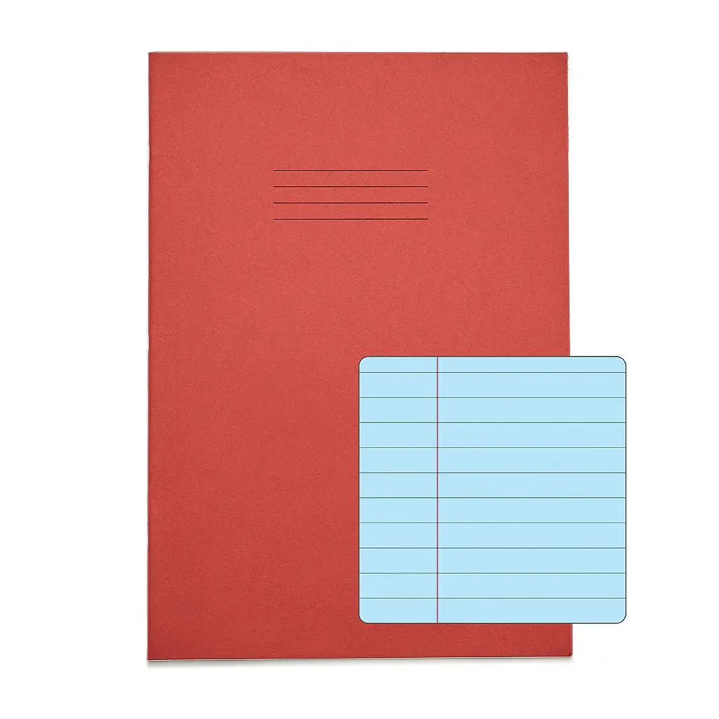 RHINO A4 Tinted Exercise Book Blue Paper - 8mm Lined + Margin | 48pg/10pk | The Dyslexia Shop