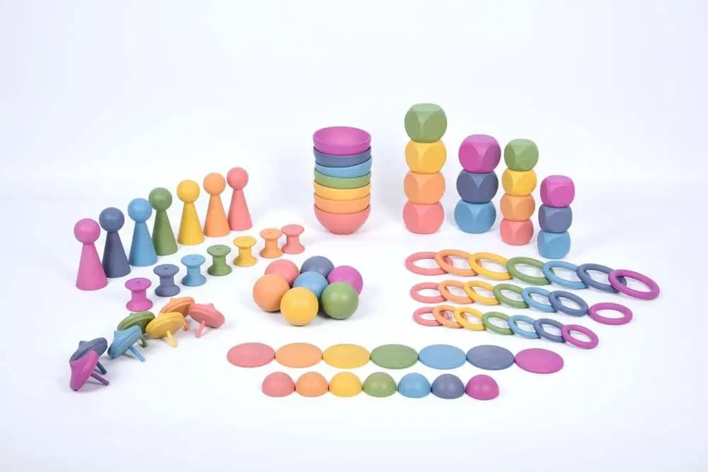 Rainbow wooden super set & 7 way tray | The Dyslexia Shop