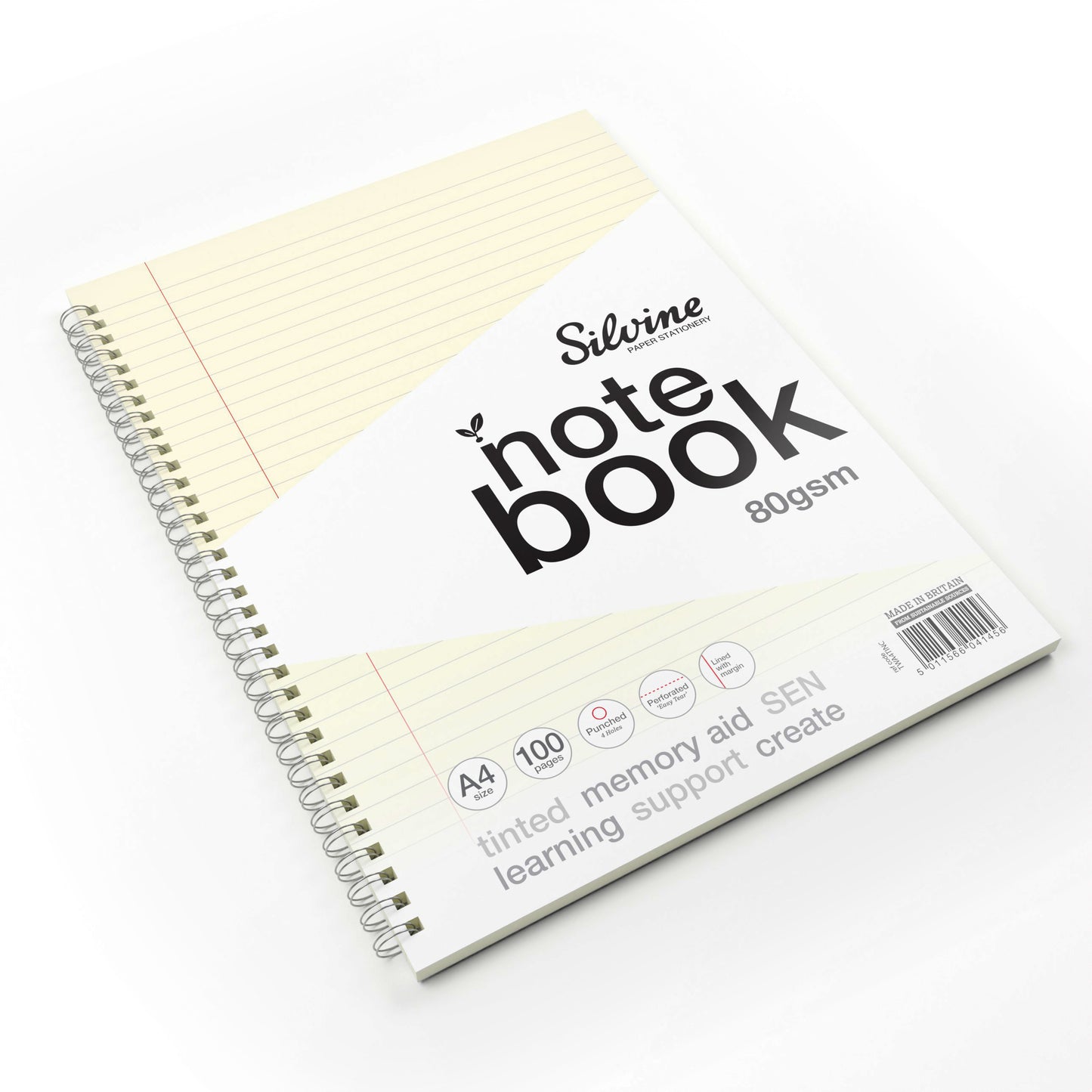 Silvine A4 Titned Paper Dyslexia Notebook – 100 Wirebound Pages