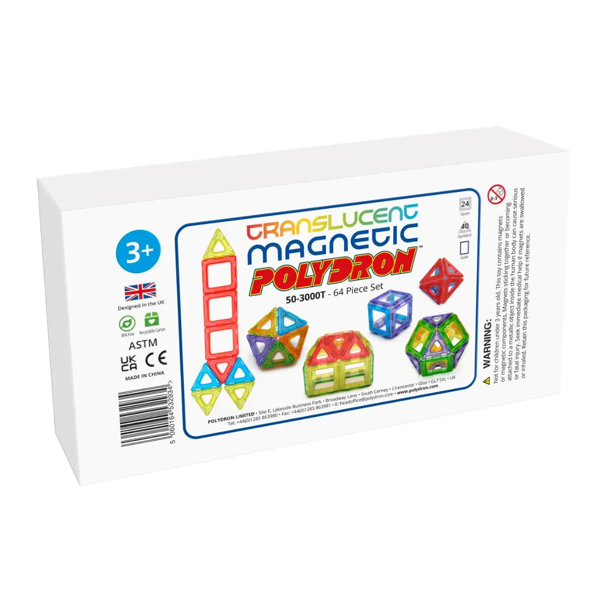 Translucent Magnetic Polydron Set – 64-Piece Educational Construction Kit for Ages 3+ | The Dysle...
