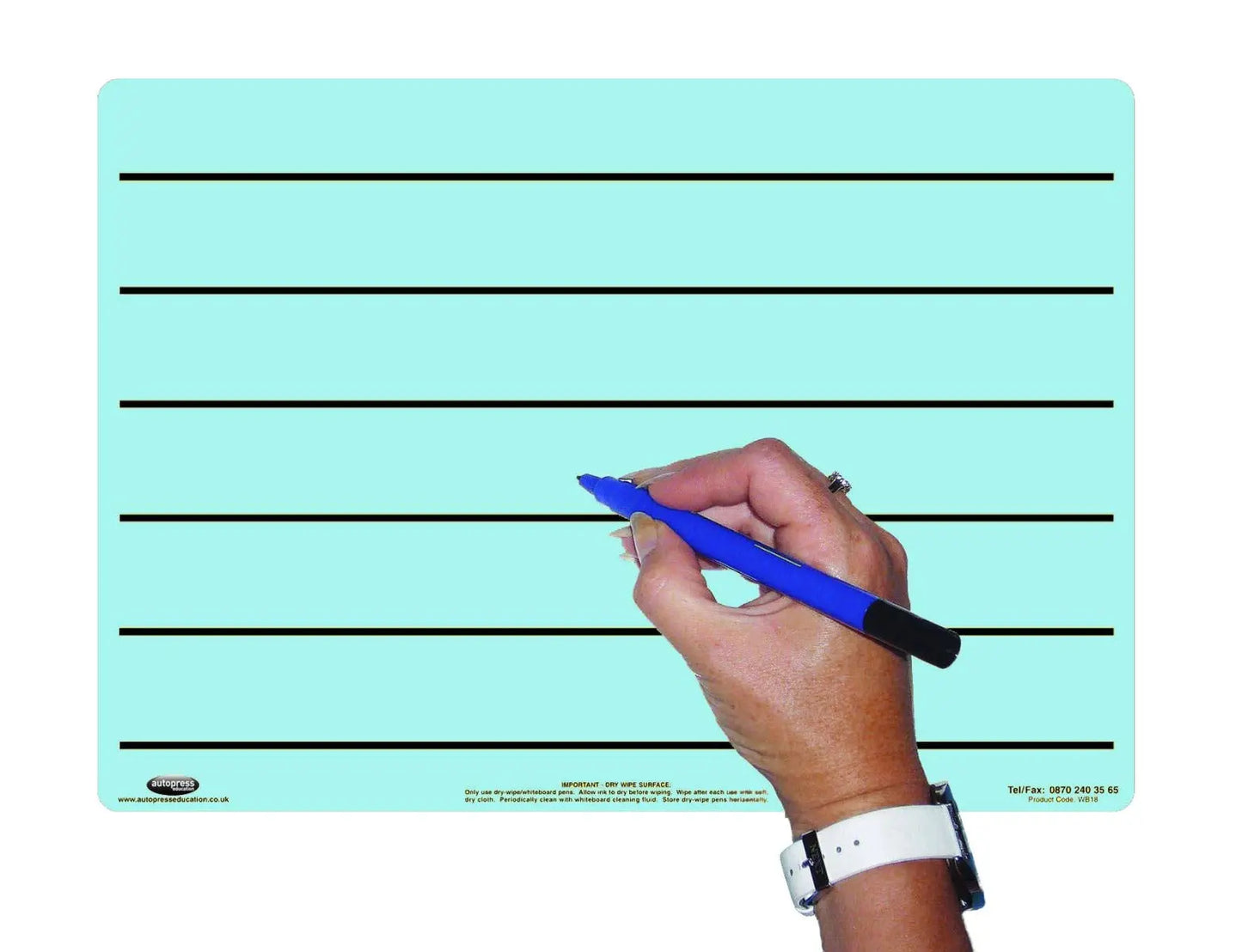 A4 Tinted Dry-Wipe Board-Pen-Bag - Blue-Lined | The Dyslexia Shop