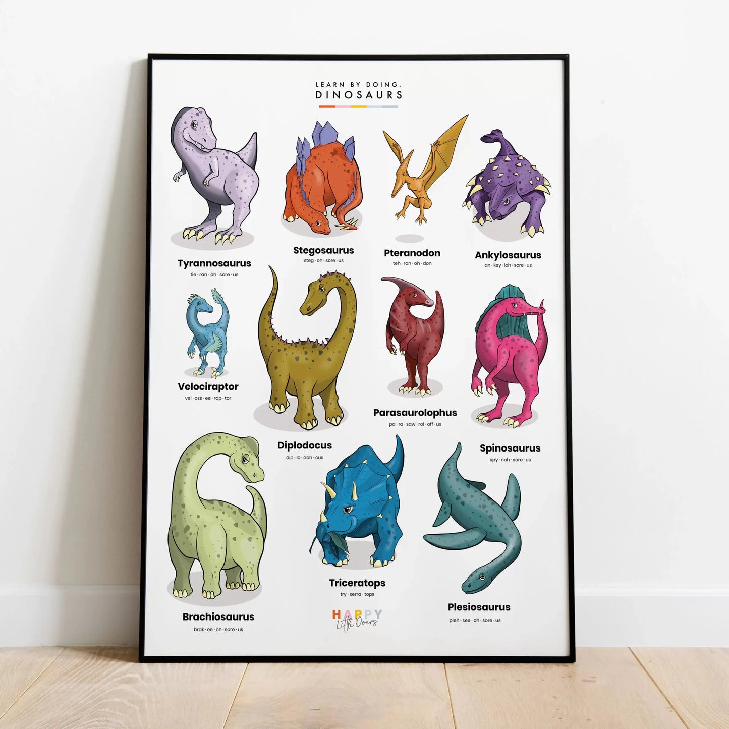 Dinosaur Wall Print Poster - Happy Little Doers | The Dyslexia Shop