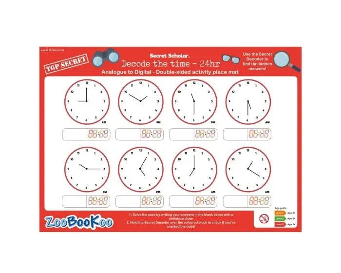 Secret Scholar - Decode the Time 24hr (Level 3) | The Dyslexia Shop