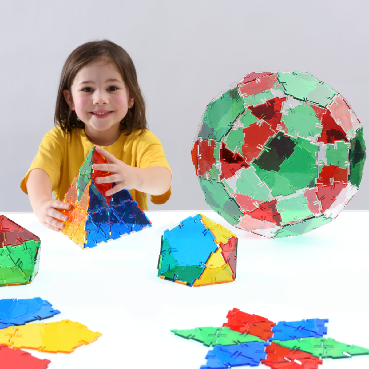 Original Crystal Polydron Basic Set - 164-Piece Translucent Shape Kit