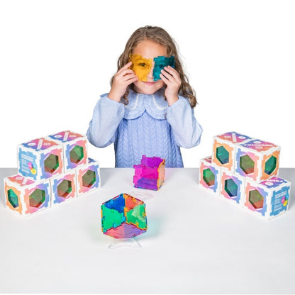 Original Polydron Colour Mixing Cube - Single Set, 6 Squares and Stand