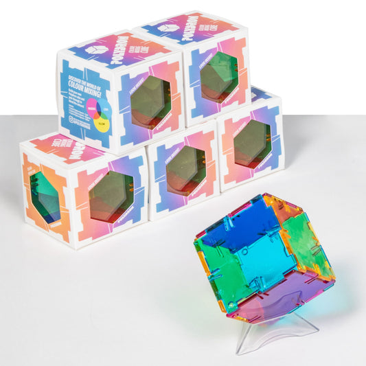 Original Polydron Colour Mixing Cube - Single Set, 6 Squares and Stand