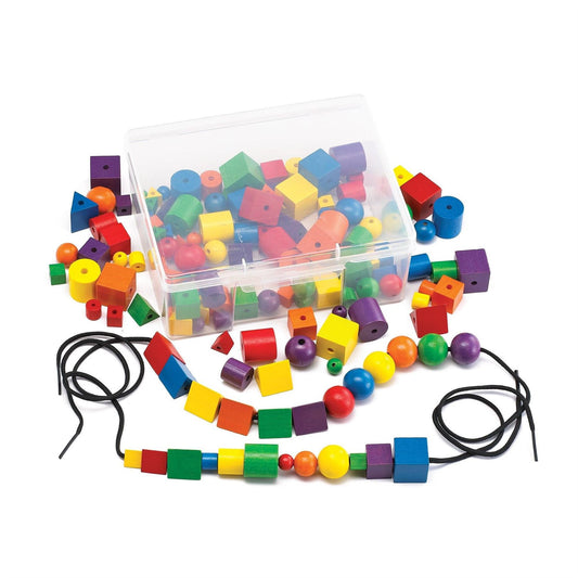 Wooden Attribute Beads in Plastic Container