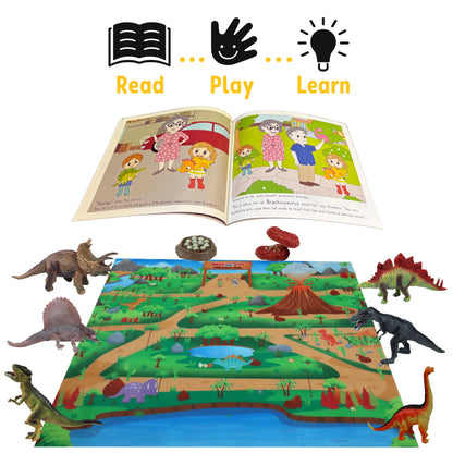 Max and Ivy Explore Dinosaurs – Read, Play, Learn Story and Dinosaur Figure Set