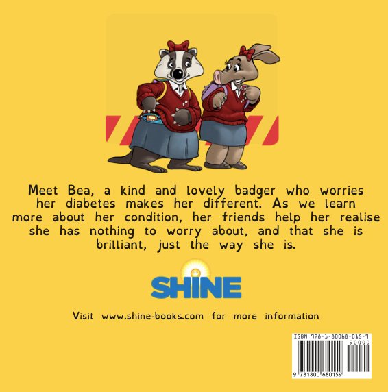 Bea, a badger with Type 1 Diabetes