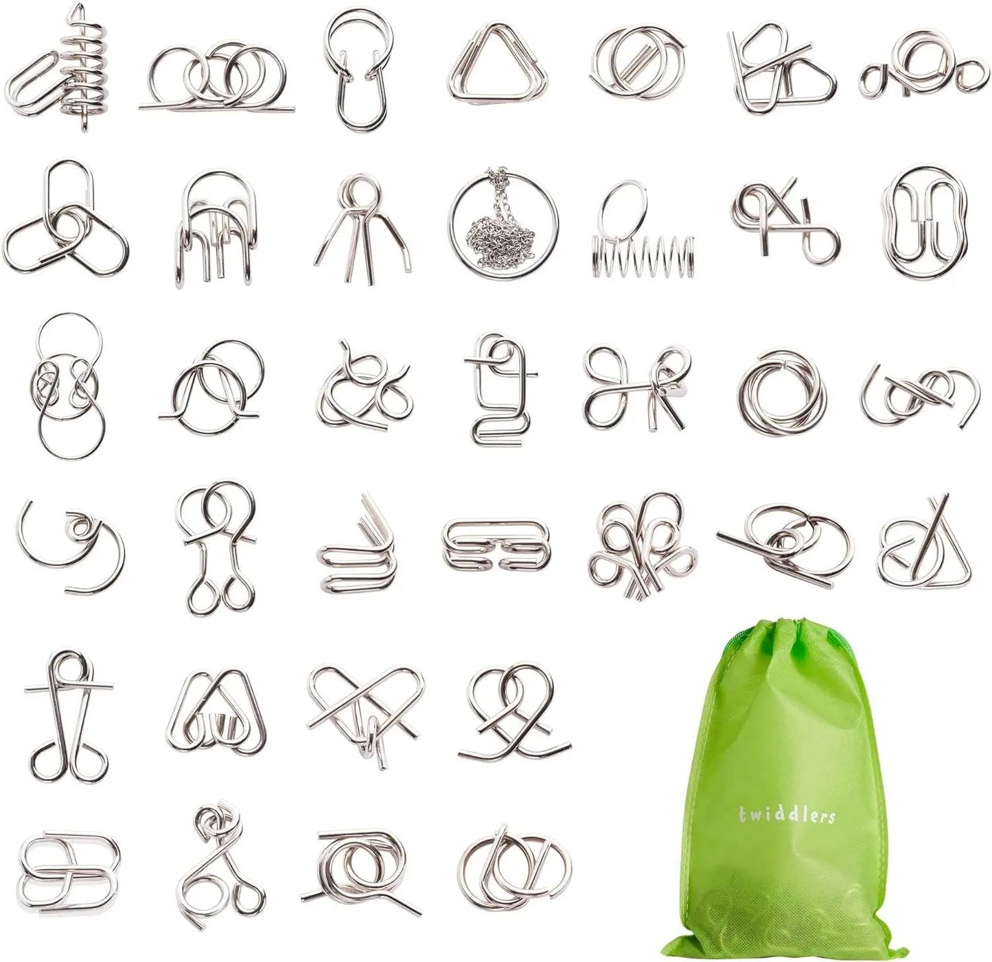 30 Pieces Metal Wire IQ Brain Mind Teaser Puzzles | The Dyslexia Shop