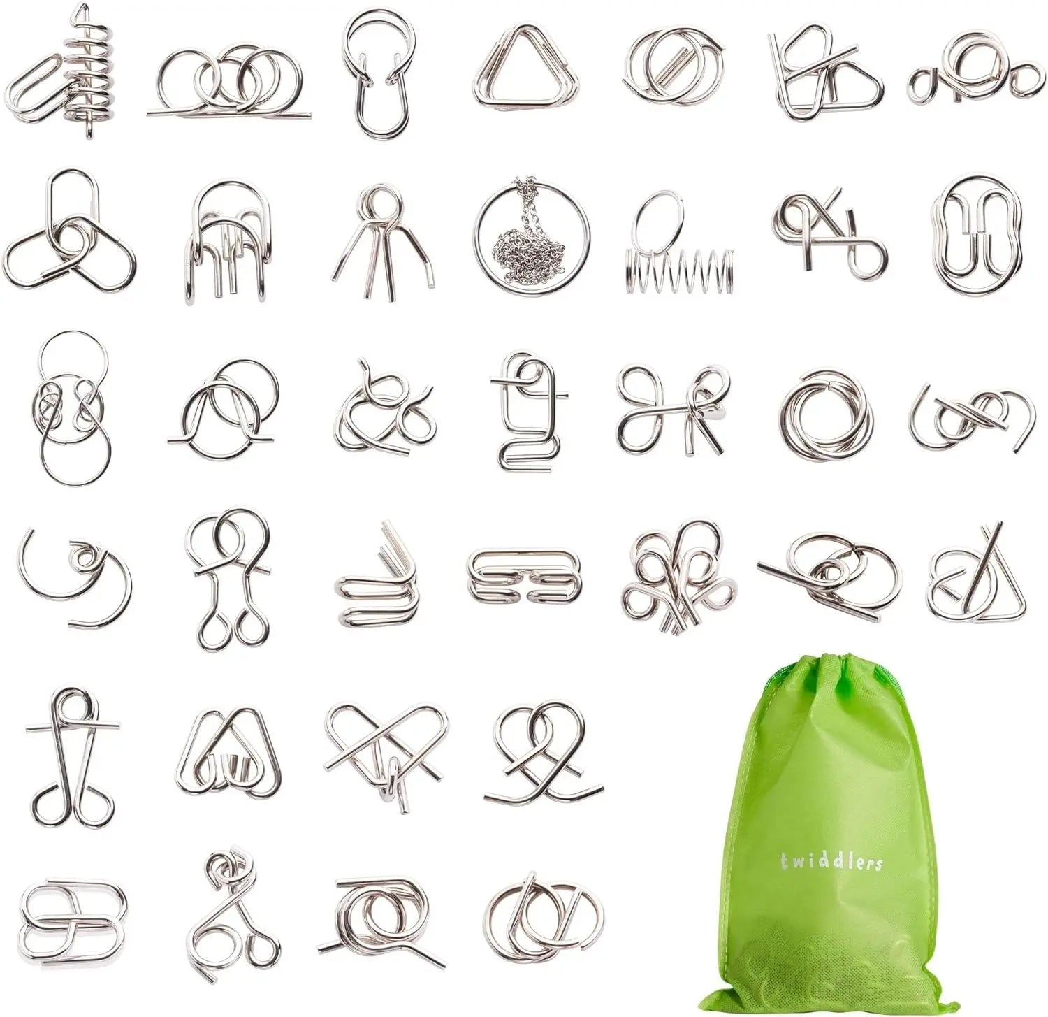 30 Pieces Metal Wire IQ Brain Mind Teaser Puzzles | The Dyslexia Shop
