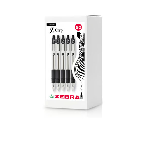Zebra Pen Z-Grip Retractable Ballpoint Pen - Pack of 50