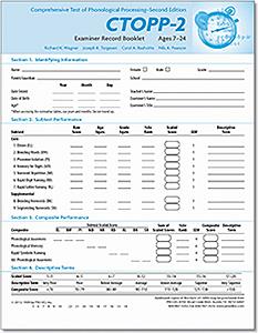 CTOPP-2: Examiner record Form for Ages 7-24