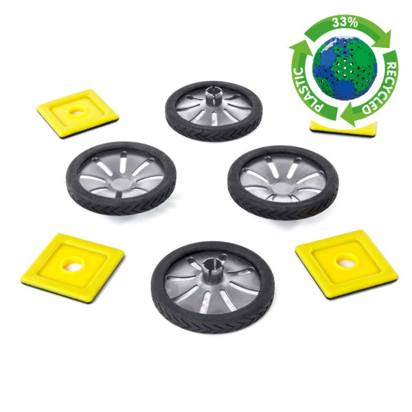 Magnetic Polydron Add-On Wheels Set - 8-Piece Vehicle Builder