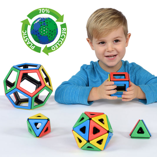 Magnetic Polydron Platonic Solids Set - 50-Piece Geometry Kit