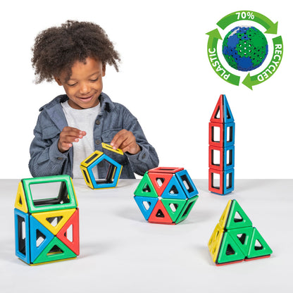 Magnetic Polydron Shapes Set - 70-Piece Recycled Magnetic Kit