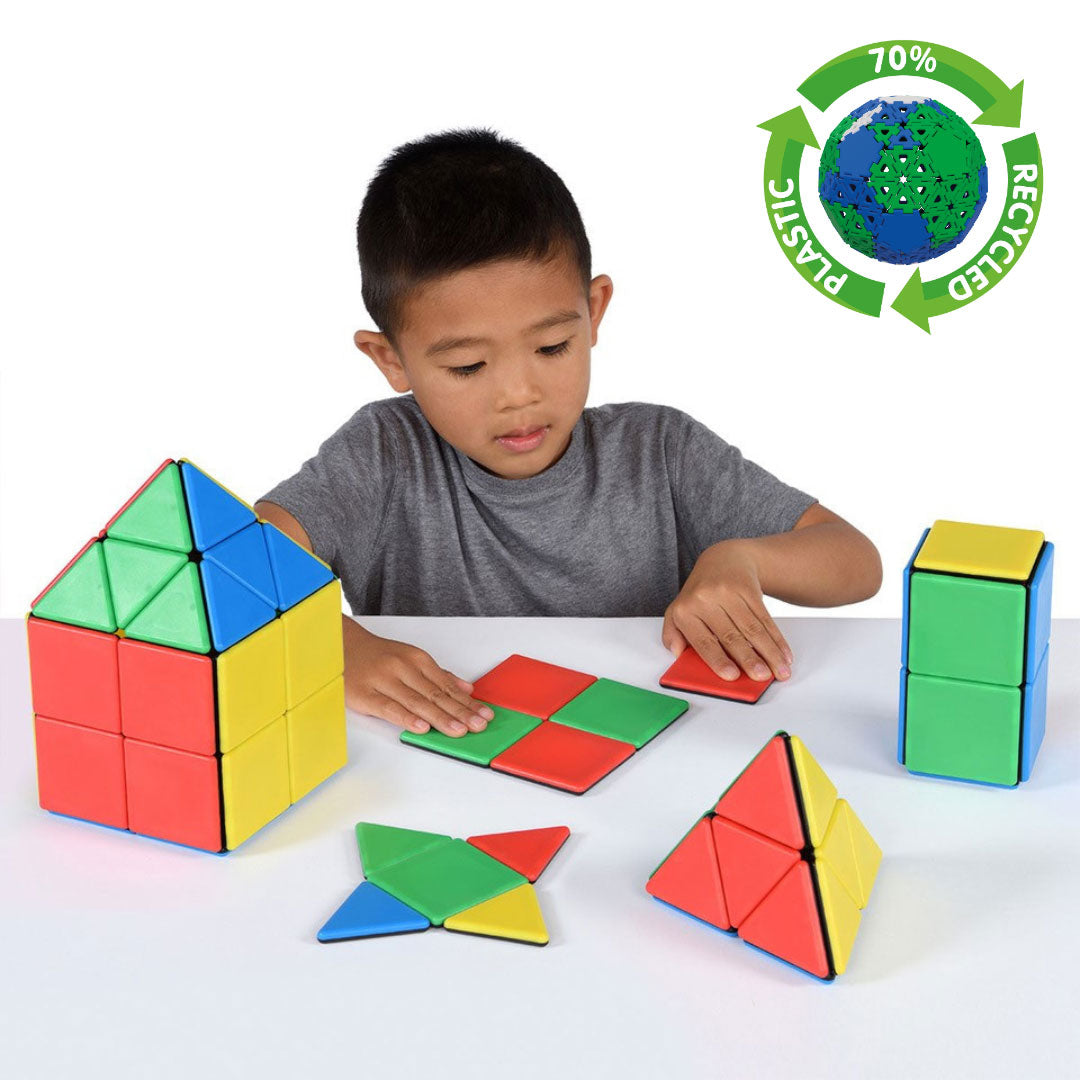 Solid Magnetic Polydron Class Set - 72-Piece Recycled Shape Kit