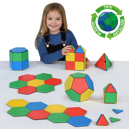 Solid Magnetic Polydron Essential Shapes Set - 104-Piece Kit
